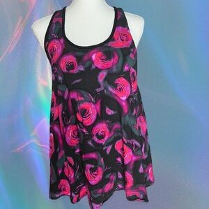 Forever 21 Pink and Black Floral Tank Top
